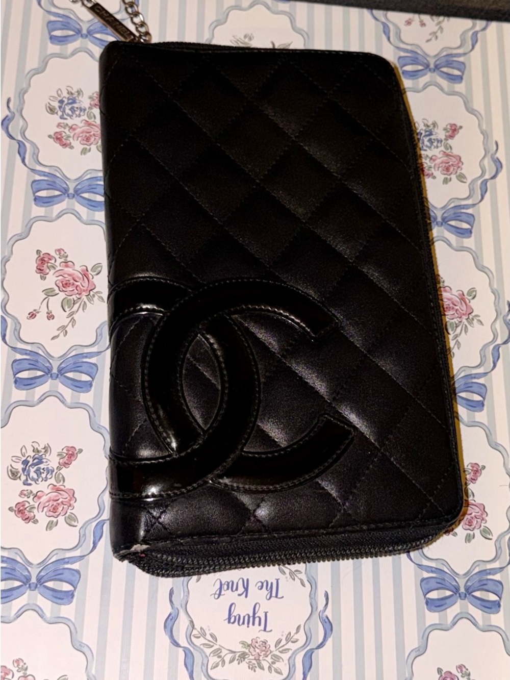 CHANEL Cambon Black Quilted Zip Wallet with Interlocking CC